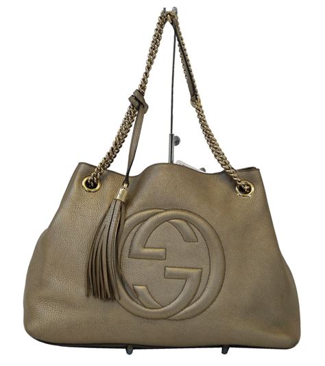 gucci soho leather tote with chain strap|genuine Gucci bag purse tote.